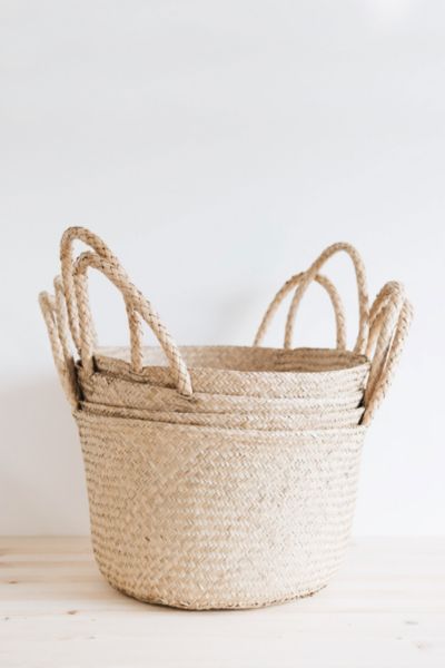 Shop Connected Goods Benny Floor Basket In Neutral At Urban Outfitters