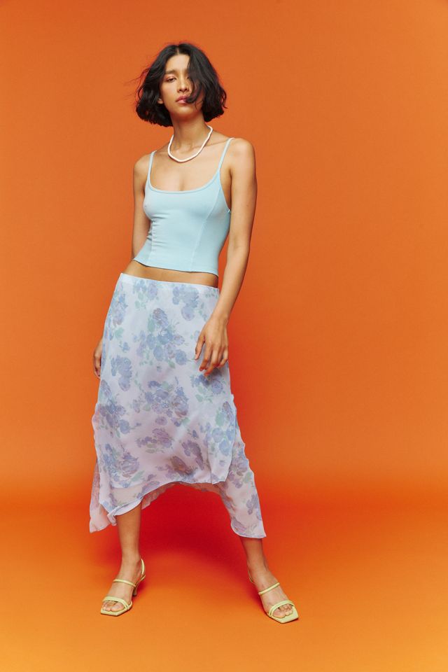UO Marisol Layered Floral Midi Skirt Urban Outfitters