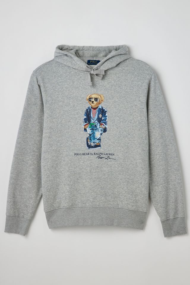 Polo Ralph Lauren Graphic Hoodie Sweatshirt in Grey, Men's at Urban Outfitters