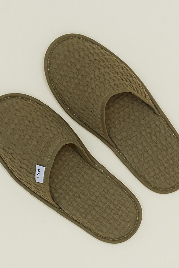 Hawkins New York Simple Waffle Slippers In Olive