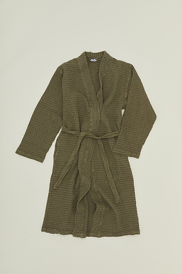 Hawkins New York Simple Waffle Robe In Olive At Urban Outfitters