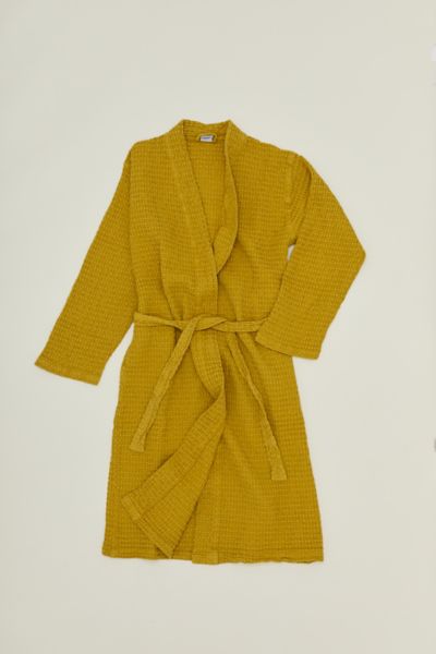 Hawkins New York Simple Waffle Robe In Mustard At Urban Outfitters