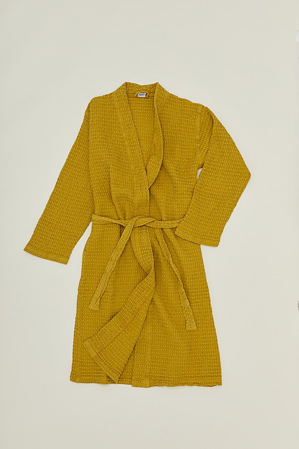 Hawkins New York Simple Waffle Robe In Mustard At Urban Outfitters