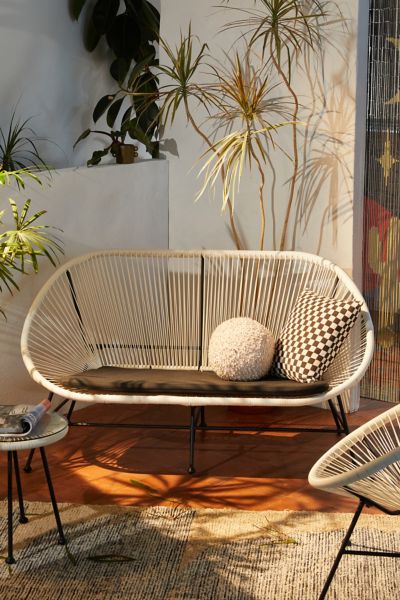 Urban Outfitters Acapulco Indoor/outdoor Woven Love Seat In White