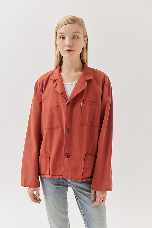 Urban Renewal Vintage Overdyed Chore Jacket In Red