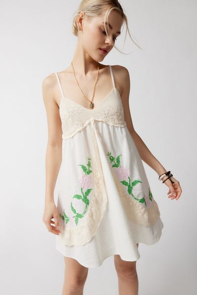 UO Rylee Crochet Embroidered Mini Dress