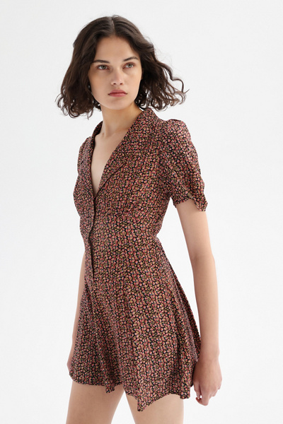 Urban Outfitters Uo Crowley Collared Floral Mini Dress In Black Multi |  ModeSens
