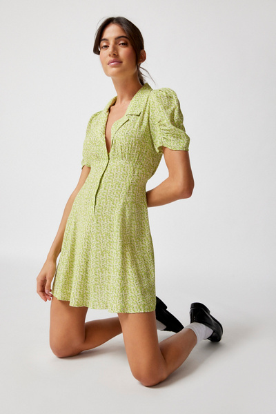 Urban Outfitters Uo Crowley Collared Floral Mini Dress In Blue Multi |  ModeSens