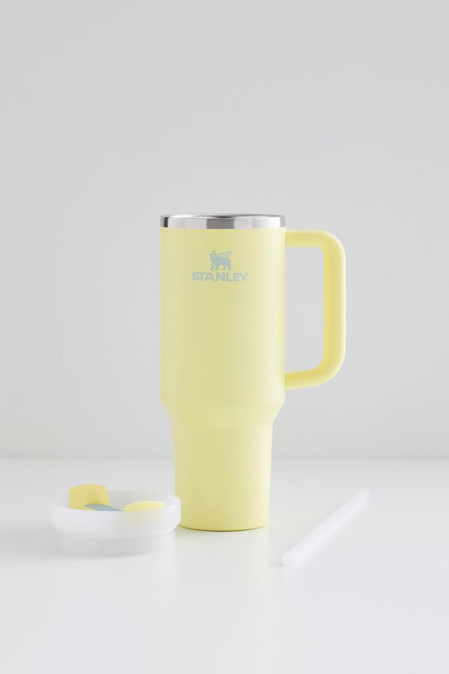 Pomelo Yellow Insulated Stainless Steel Travel Tumbler with Handle and Straw