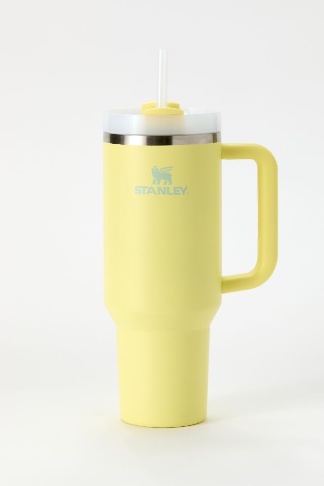 Pomelo Yellow Insulated Stainless Steel Travel Tumbler with Handle and Straw