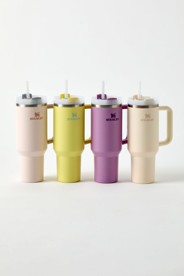 Pomelo Yellow Insulated Stainless Steel Travel Tumbler with Handle and Straw