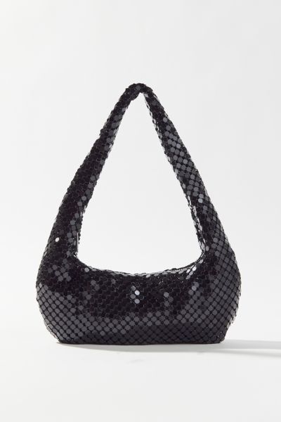 Urban Outfitters Uo Chainmail Crescent Baguette Bag In Black