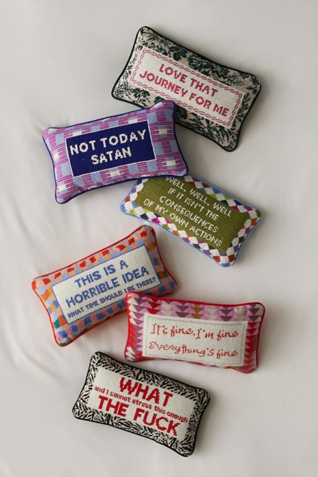 This Is A Horrible Idea Needlepoint Throw Pillow By Furbish #3