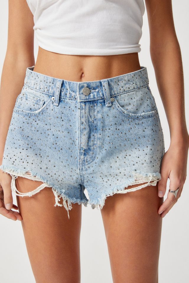 Sherrato Rhinestone Denim Shorts