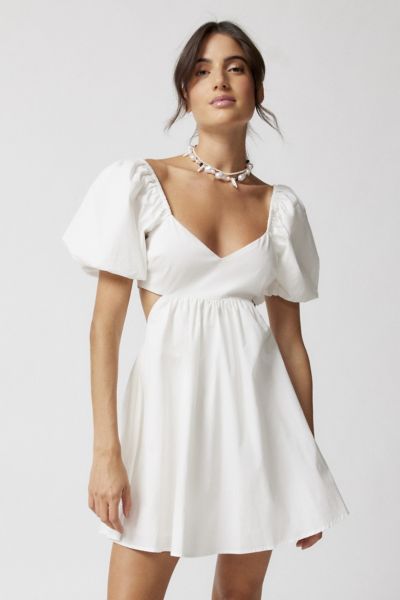 UO Eliza Poplin Puff Sleeve Mini Dress | Urban Outfitters