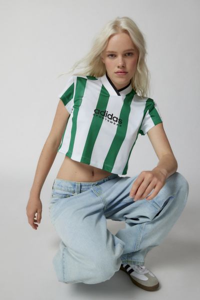 adidas Football Tiro cropped t-shirt in white and green