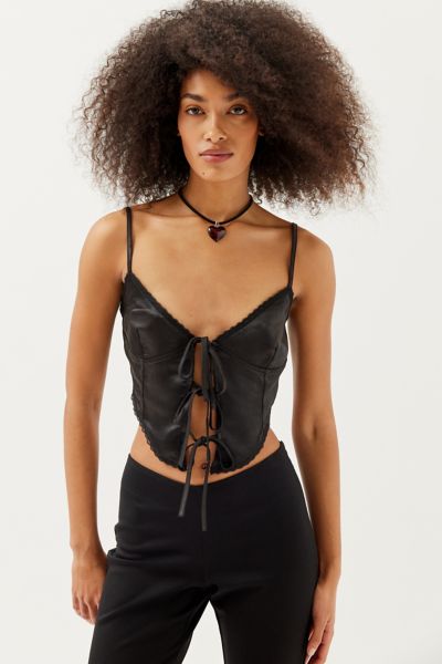 Motel Rahela Satin Tie-Front Cami | Urban Outfitters