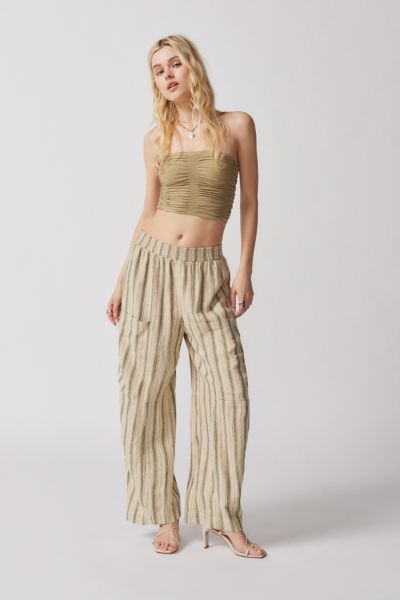 UO Mae Linen Low-Rise Cargo Pant