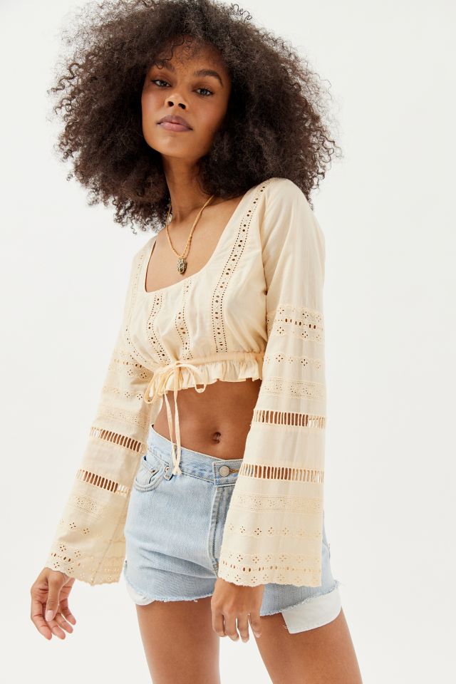 UO Scarlet Eyelet Cropped Blouse #1