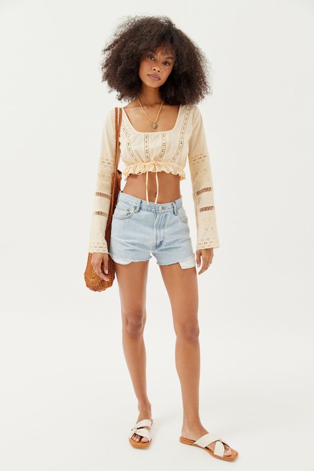 UO Scarlet Eyelet Cropped Blouse #4