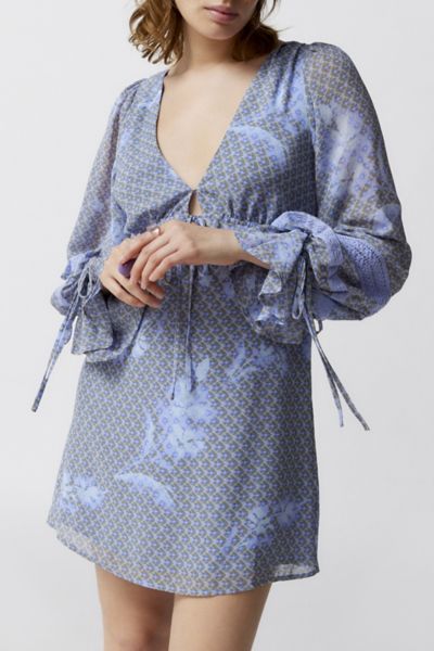 Urban Outfitters Uo Charlene Printed Long Sleeve Mini Dress In Floral