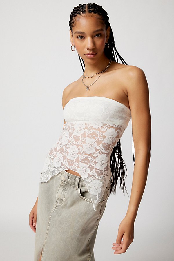 Urban Renewal Remnants Witchy Lace Tube Top In White