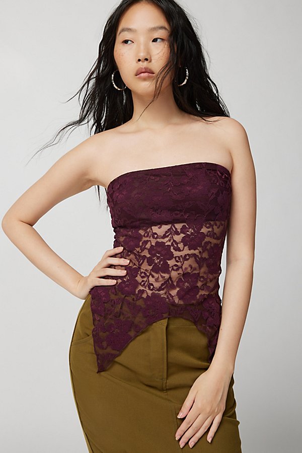Urban Renewal Remnants Witchy Lace Tube Top In Purple