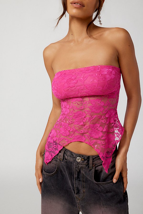 Urban Renewal Remnants Witchy Lace Tube Top In Pink