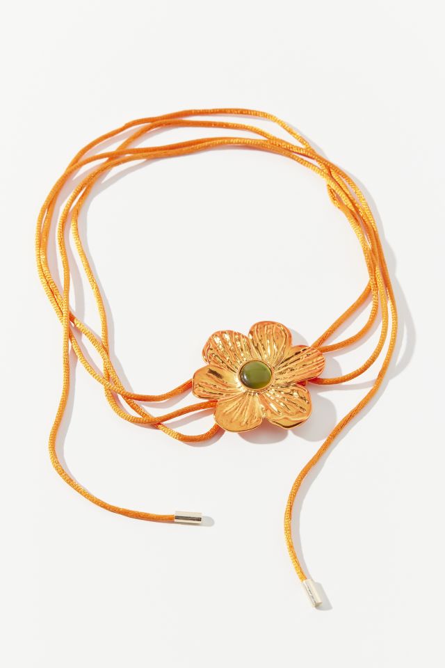 Metallic Flower Wrap Choker Necklace #1