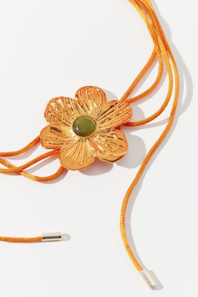 Metallic Flower Wrap Choker Necklace #2