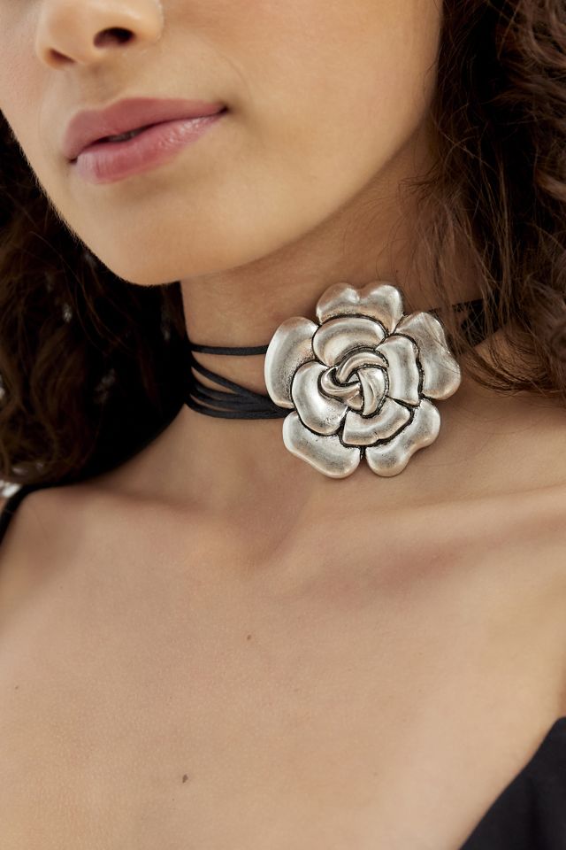 Rosette Cord Wrap Choker Necklace Urban Outfitters