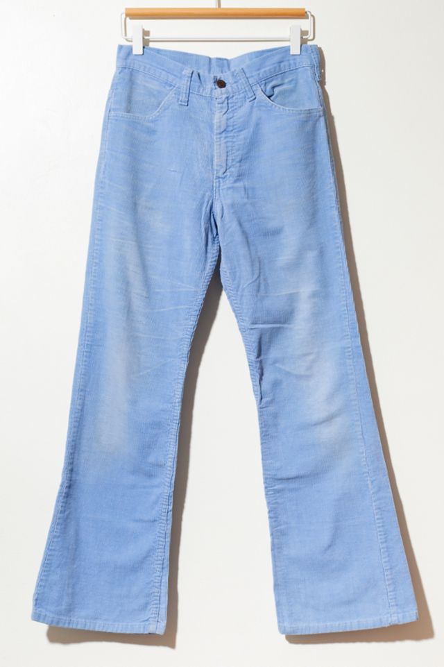 Vintage 1970s Levi's Distressed Corduroy Light Blue Flared Pant