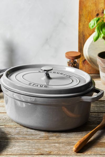 Staub Cast Iron Oval 5.75-quart Cocotte Dutch Oven Made In France In Graphite