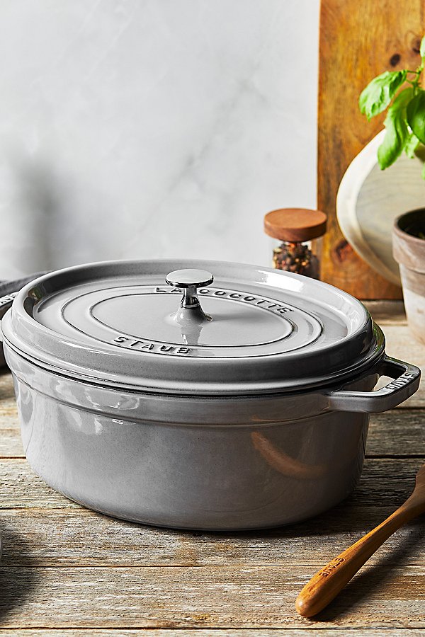 Staub Cast Iron Oval 5.75-quart Cocotte Dutch Oven Made In France In Gray