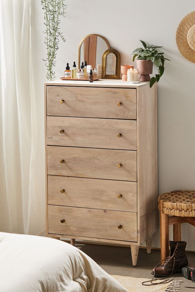 Natural wood outlet tall dresser