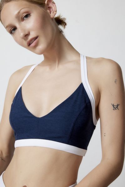 Shop Beyond Yoga Outline Spacedye Sports Bra In Navy, Women's At Urban Outfitters