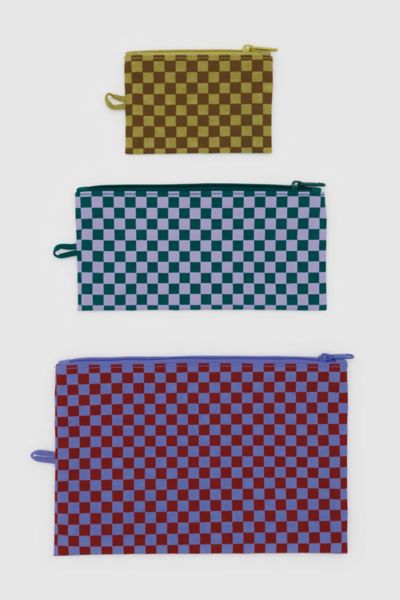 Baggu Flat Pouch Set In Jewel Checks At Urban Outfitters
