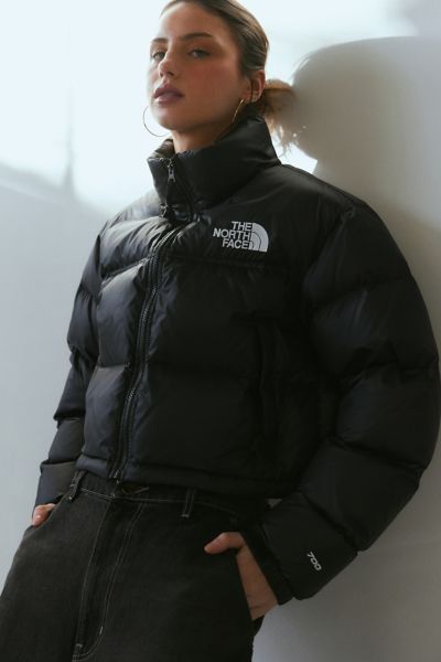 The North Face Nuptse Cropped Puffer Jacket In Black