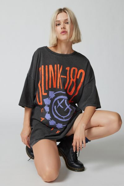 Urban Outfitters Blink 182 T-shirt Dress In Washed Black