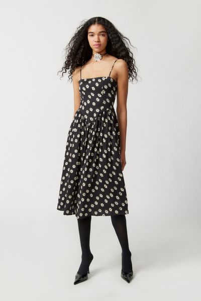 Urban Outfitters Uo Sylvia Floral Prairie Midi Dress In Black Multi