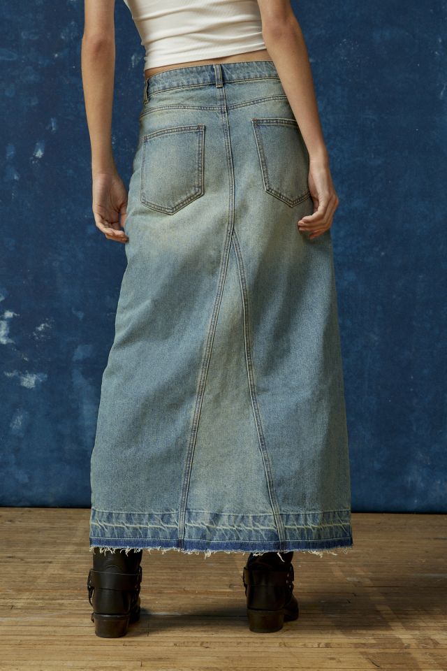 Long blue jean skirts urban outfitters best sale