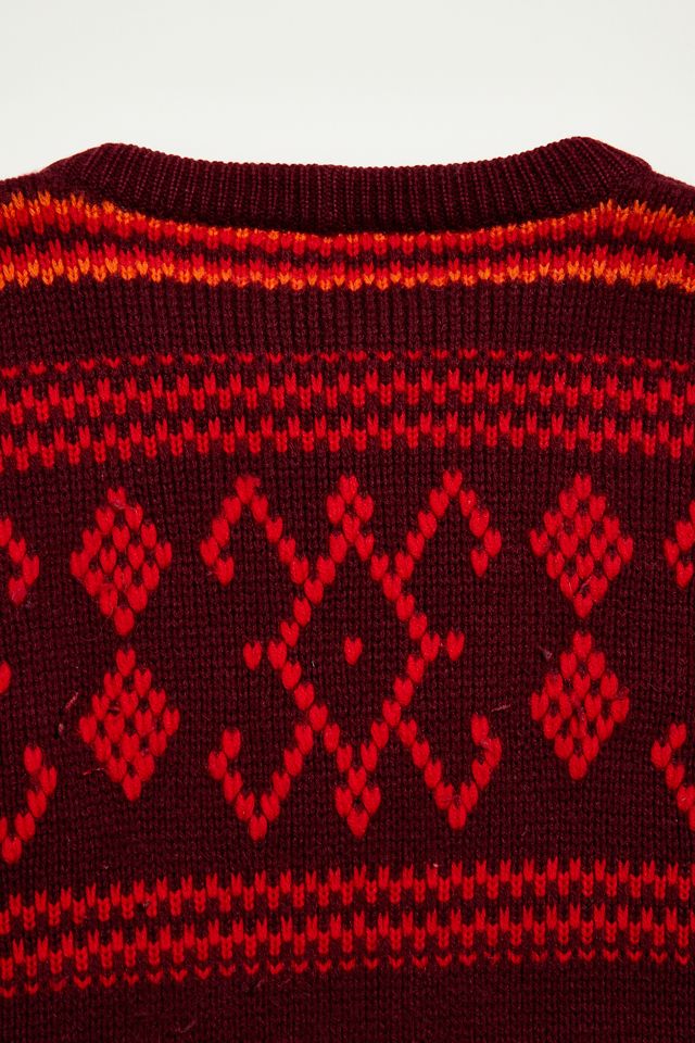 Vintage Patterned Crew Neck Sweater | Urban Outfitters