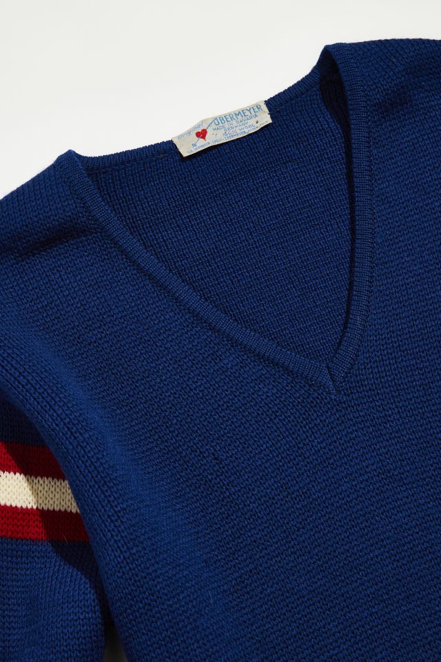 Vintage Striped V-Neck Sweater #1