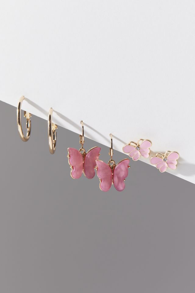 Butterfly Post & Hoop Earring Set