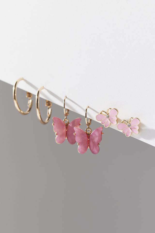 Butterfly Post & Hoop Earring Set #1