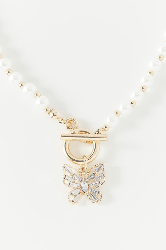 Butterfly Pearl Toggle Necklace #1