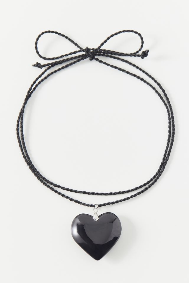 Glass Heart Corded Necklace #1