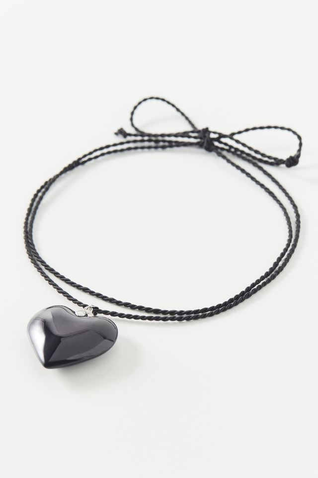 Glass Heart Corded Necklace #2