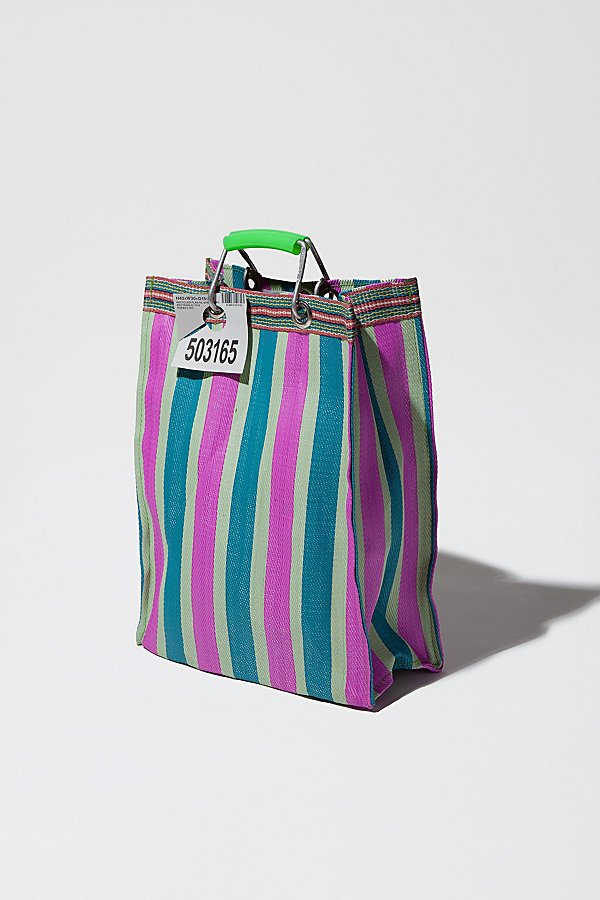 Puebco Tall Recycled Plastic Stripe Bag In Green