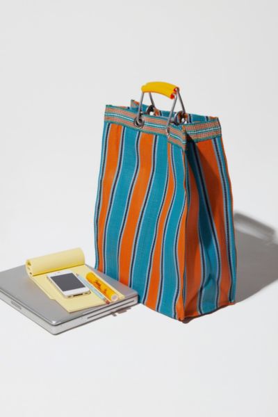 Puebco Tall Recycled Plastic Stripe Bag In Blue